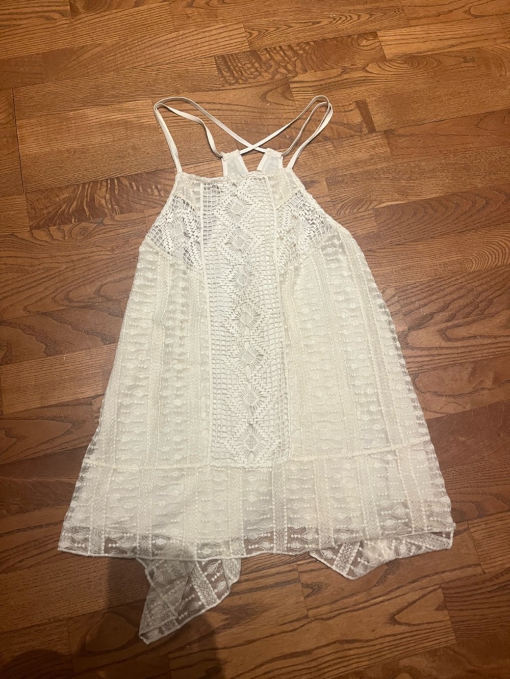 Alice + Olivia White Crochet Lace Halter Tank Top